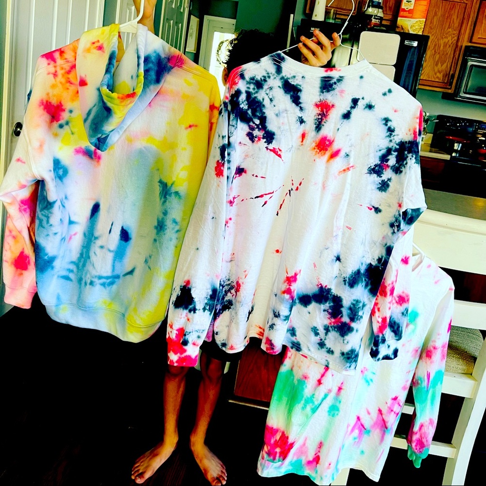 Tie dye hoodies and shirts